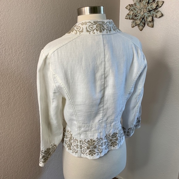 INC 100% Linen Embroidered Blazer Size PS - Picture 8 of 11